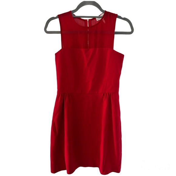 Sandro Red Mini Dress with sheer back XS - Picture 3 of 6
